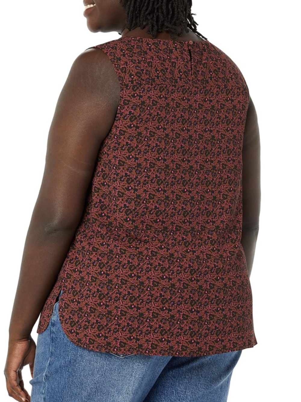 Amazon Essentials Floral Sleeveless Shell Top - Rust & Black - Picture 3 of 6